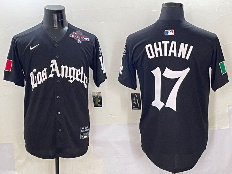 Men Los Angeles Dodgers #17 Ohtani Black Five generations Joint Name 2025 Nike MLB Jersey style 6